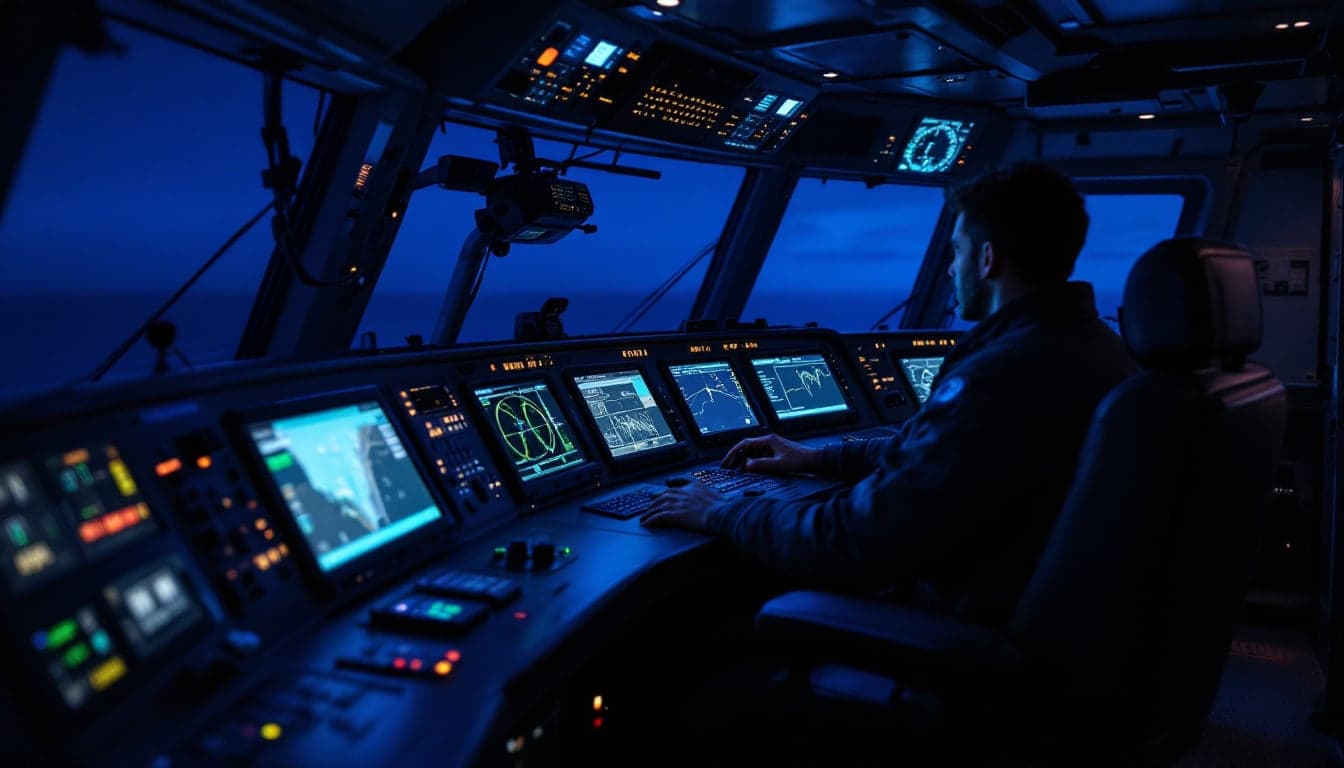 A laden tanker transiting a congested maritime strait, representing the crew stranding scenario that has reopened debate about autonomous vessel operations in high-risk zones.