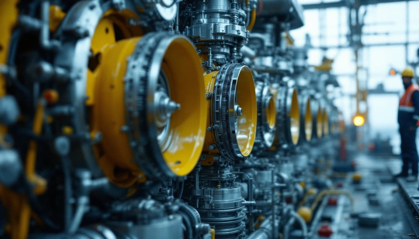 A gas turbine module on an offshore platform deck, representing fuel-flexible rotating equipment certified for industrial and energy applications.