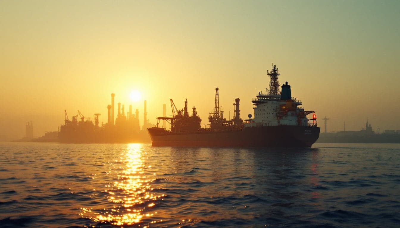 Aerial view of tanker vessels navigating the Strait of Hormuz, illustrating the strategic chokepoint at the center of U.S.-Iran diplomatic negotiations.