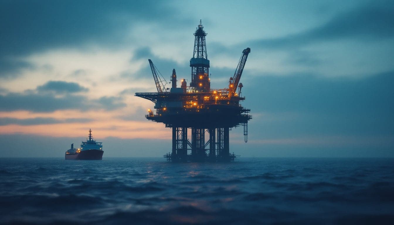 An offshore drilling platform operating in Arctic conditions, representing the IEA's call for the EU to reconsider restrictions on new exploration in the region.