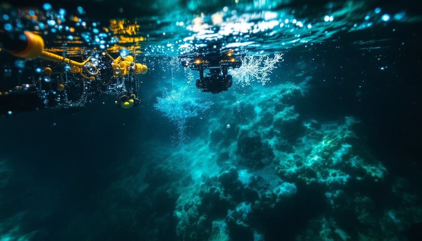 Subsea umbilical and flowline bundle being deployed from a vessel during a deepwater tie-back installation operation in the Gulf of Mexico.