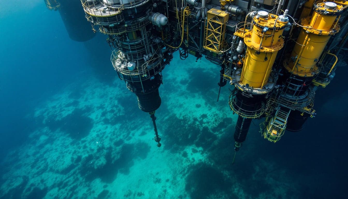 An FPSO vessel performing an oil offloading operation via a shuttle tanker in deepwater conditions, representative of operations at the Búzios pre-sal field offshore Brazil.