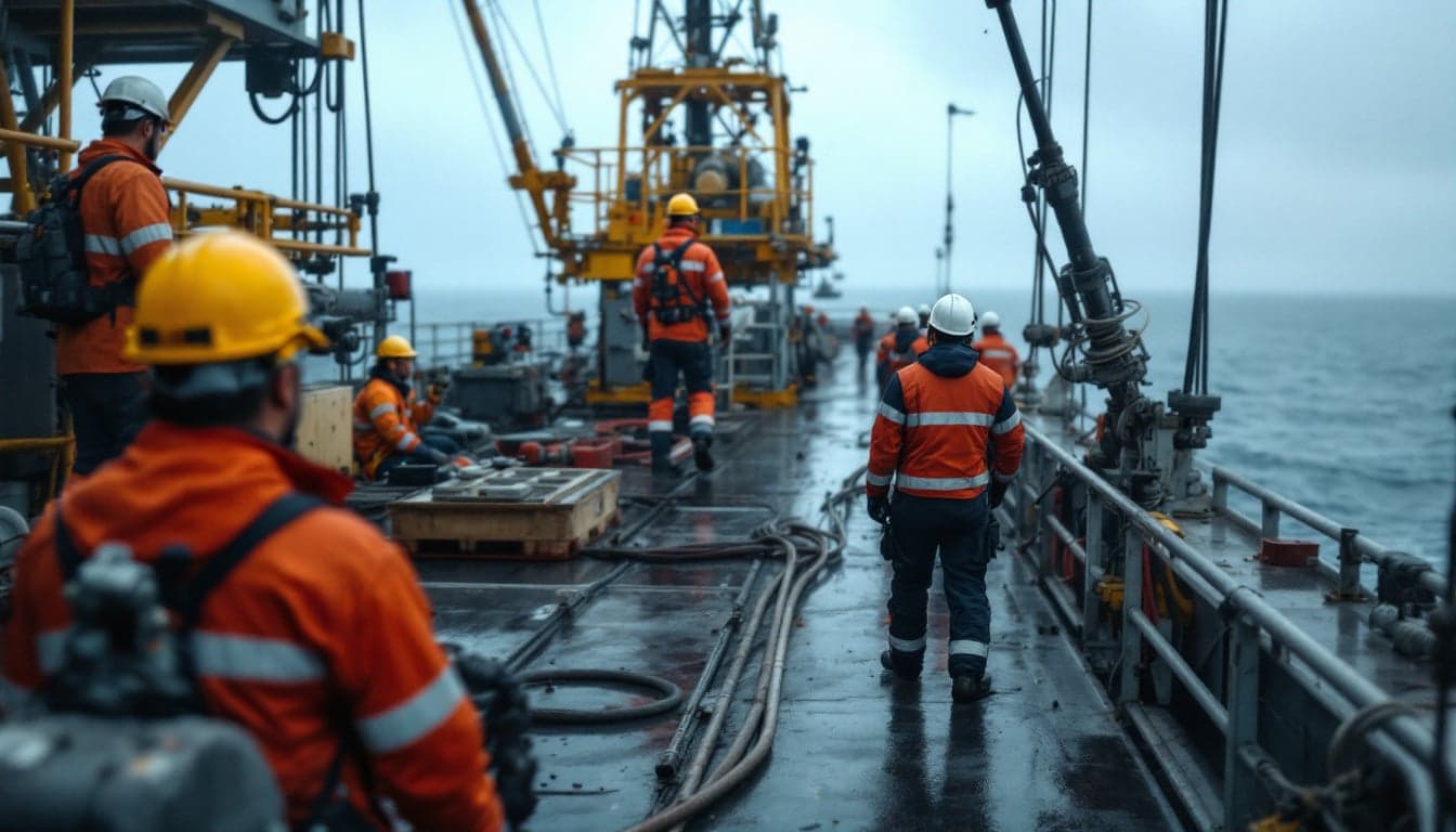 Trabalhador técnico em treinamento industrial com equipamentos de segurança, representando cursos de qualificação para o setor de óleo e gás no Rio de Janeiro.
