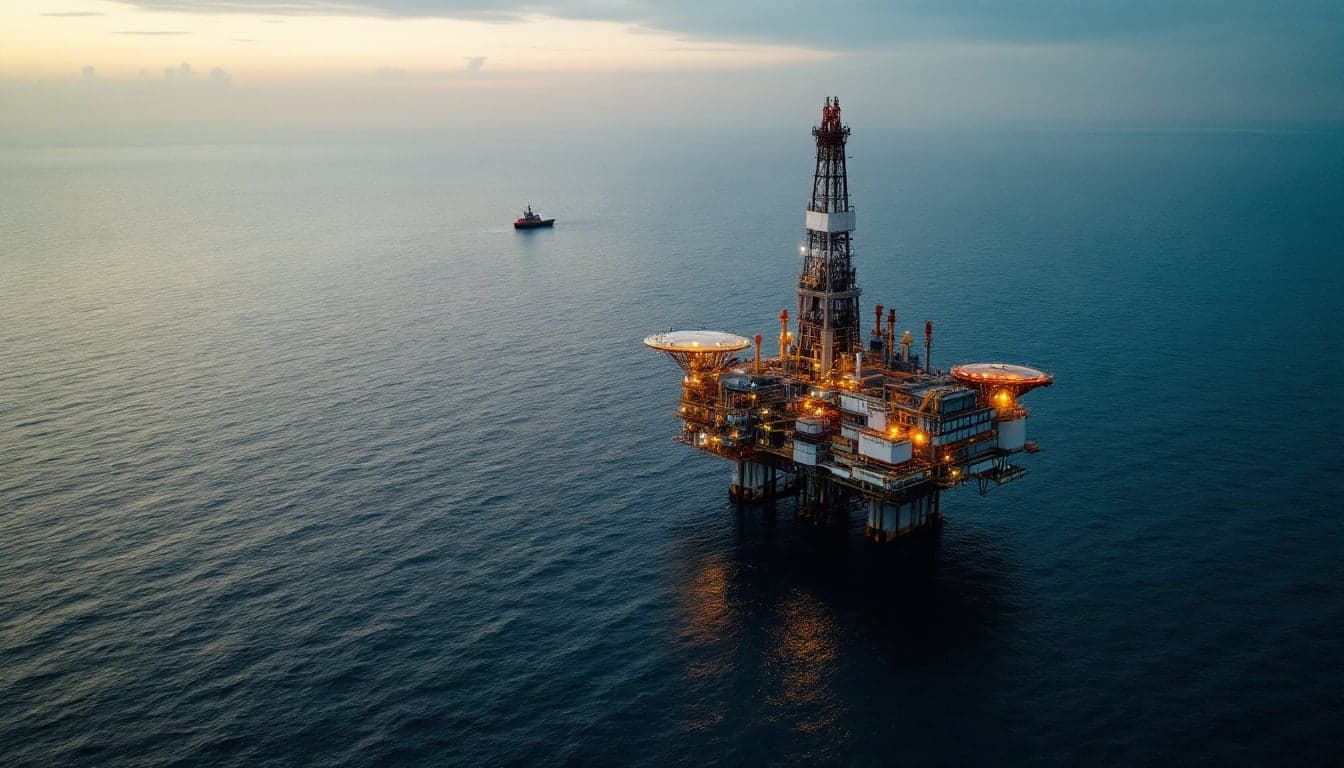 Sonda de perfuração em operação em águas ultraprofundas na Margem Equatorial brasileira, representando as atividades exploratórias no bloco FZA-M-59 da Petrobras.