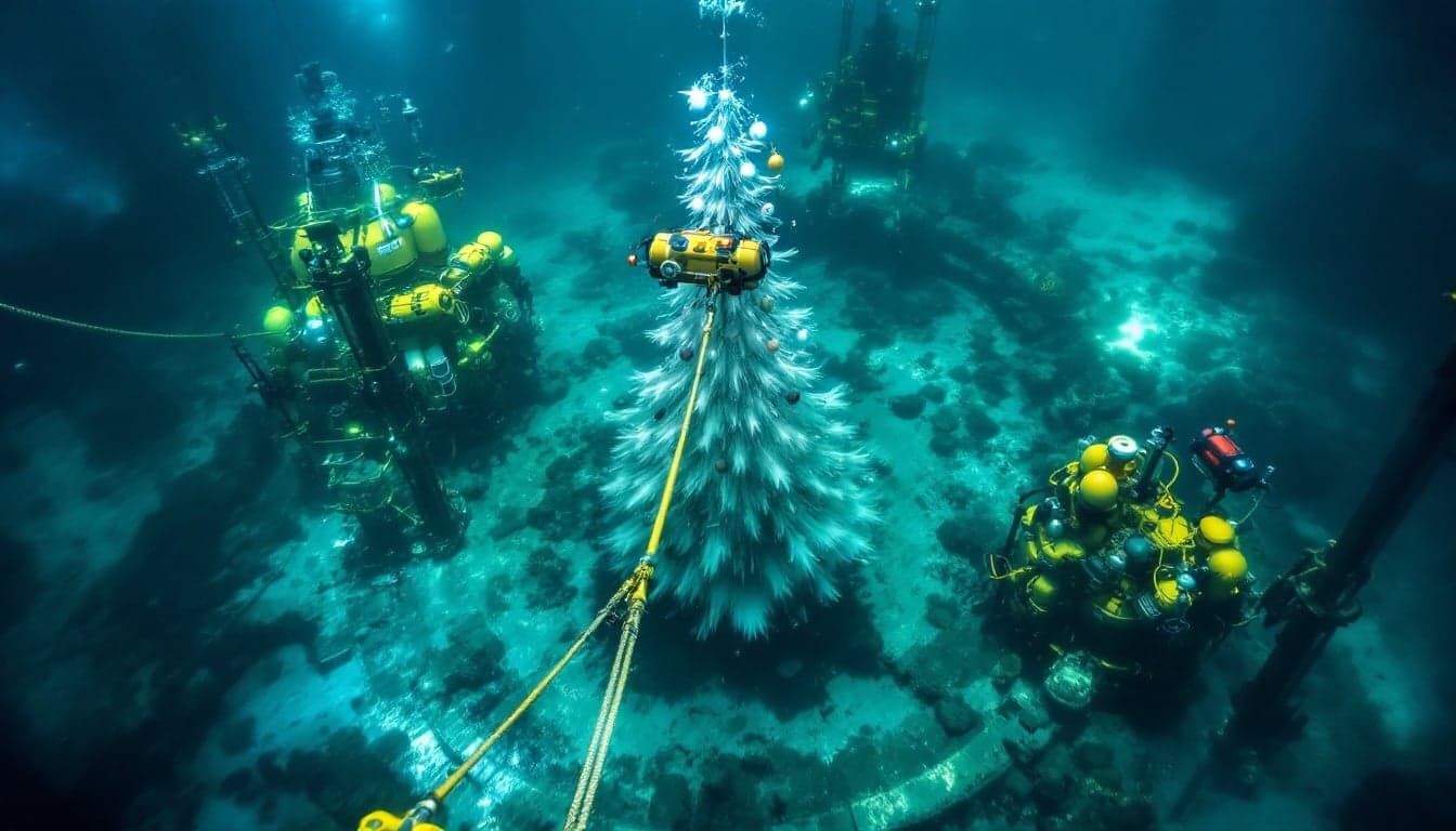 A subsea construction vessel deploying flexible pipe in deepwater Gulf of Mexico conditions, illustrating the type of SURF scope associated with development contracts of this scale.