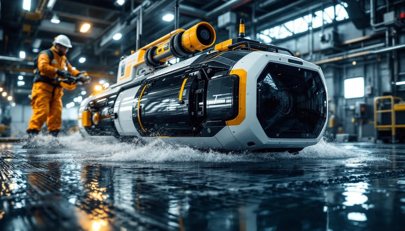 Multiple autonomous marine surface and subsea robotic platforms operating simultaneously during a coordinated demonstration at an underwater trials site.