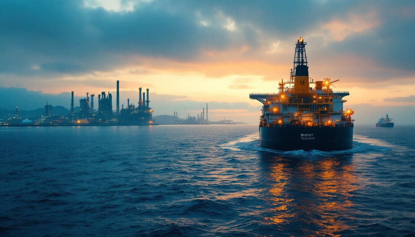 A VLCC crude tanker underway on open water, representing global oil supply chain dynamics affected by geopolitical tensions between the US and Iran.
