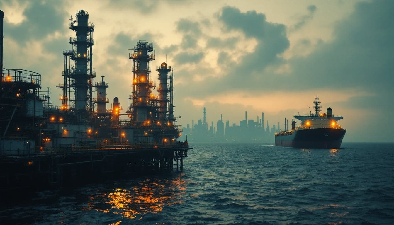 Aerial view of oil tankers in an Atlantic Basin port, representing the crude export market shared by Venezuela and Brazil.