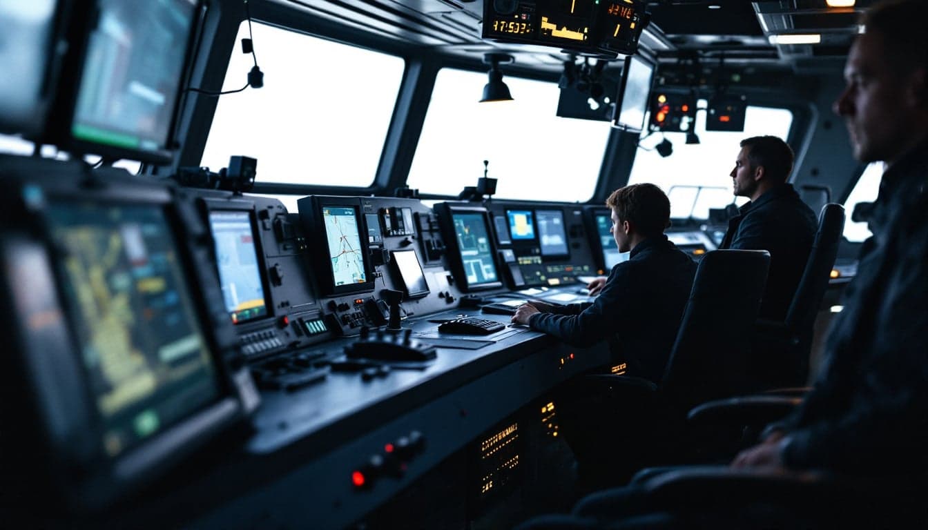 Navio sísmico em operação no oceano, representando atividades de aquisição de dados geofísicos em águas profundas.