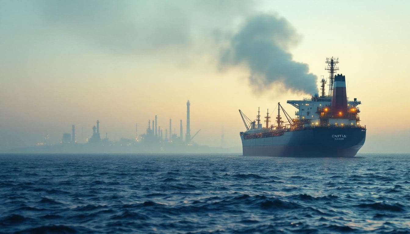 An ageing crude oil tanker being prepared for demolition at a ship-breaking yard, representing the US policy of scrapping seized shadow fleet vessels.